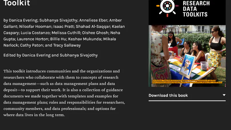 Publication of Community Research Data Toolkit